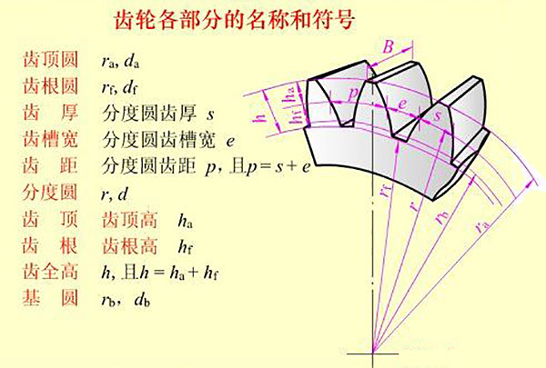 齒輪各部分的名稱(chēng)和符號(hào)